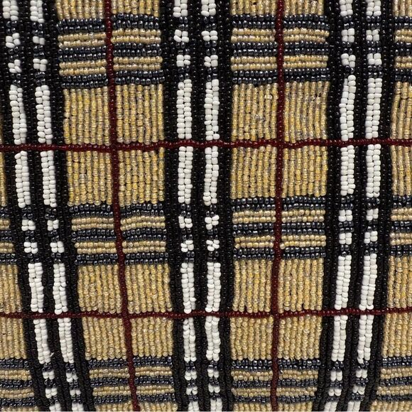 Plaid beaded Burberry-print Tote Bag with Black Straps - Picture 2 of 15